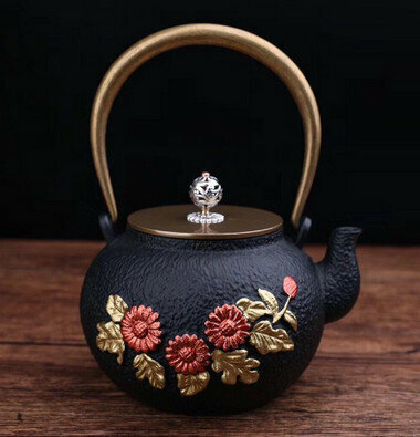 Hot push old iron tea kettle kettle uncoated (specification: double copper sunflower (1.4L))