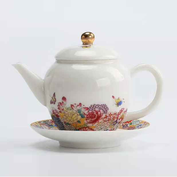 Hot Recommendation Suet Fat Jade Porcelain Kung Fu Teapot (Style 6)
