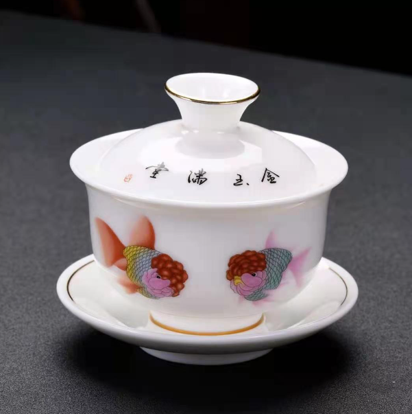 Hot push teapot (mutton fat jade fish bowl [length 9.7cm*height 9.5cm, capacity 135ml])