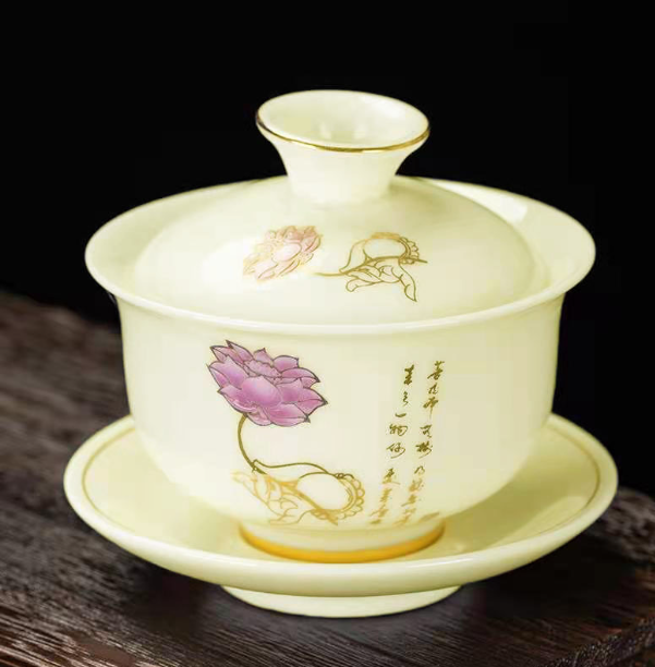 熱推茶壺(寶石黃蓮花蓋碗【長9.7cm*高9.5cm 容量135ml】)