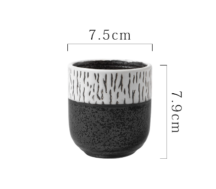 Hot style soup cup tea cup ceramic water cup (ink dyed straight grain soup cup 200ml)