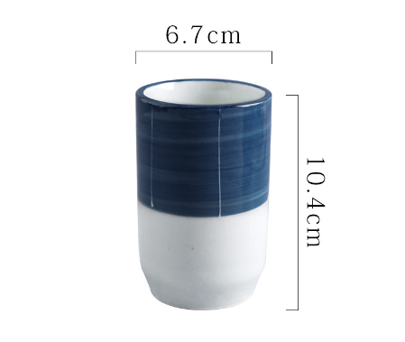 爆款湯吞杯茶杯陶瓷水杯（藍景羅紋茶杯200ml）