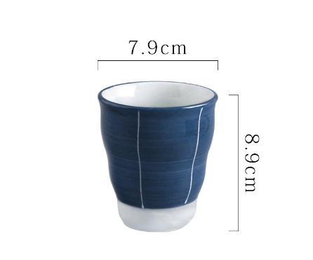 爆款湯吞杯茶杯陶瓷水杯（藍景手工V字茶杯200ml）