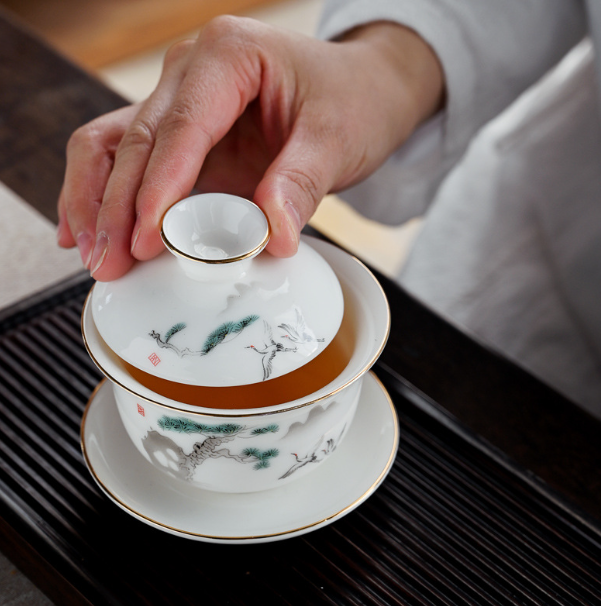 爆款茶壺(松鶴蓋碗【長9.7cm*高9.5cm 容量135ml】)