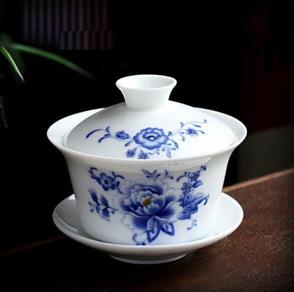 爆款大號陶瓷單個蓋碗茶杯（富貴牡丹）
