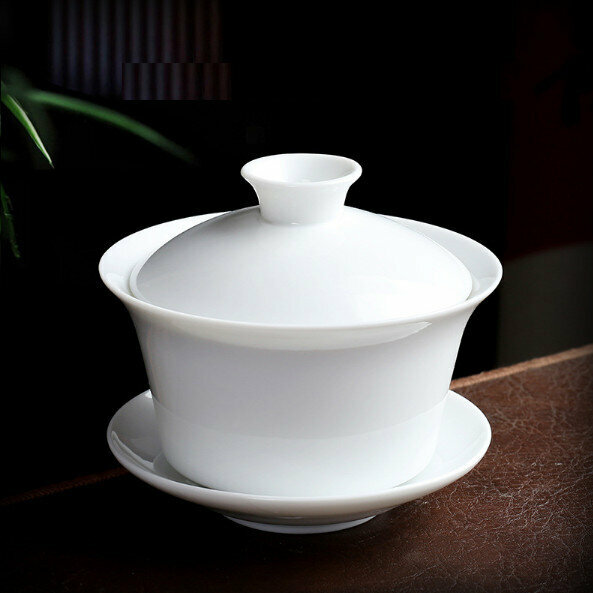 爆款大號陶瓷單個蓋碗茶杯（純白）