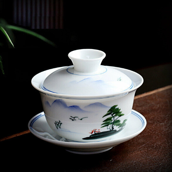 爆款單個家用陶瓷蓋碗泡茶杯（叢山峻嶺）