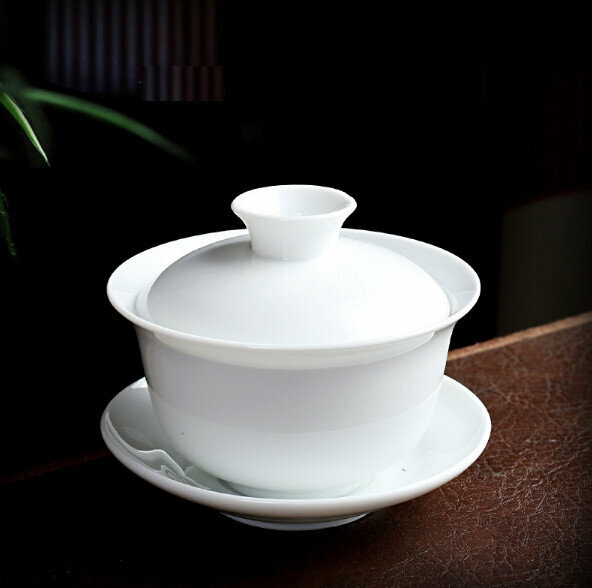 Popular household white porcelain medium tureen single teacup (pure white)