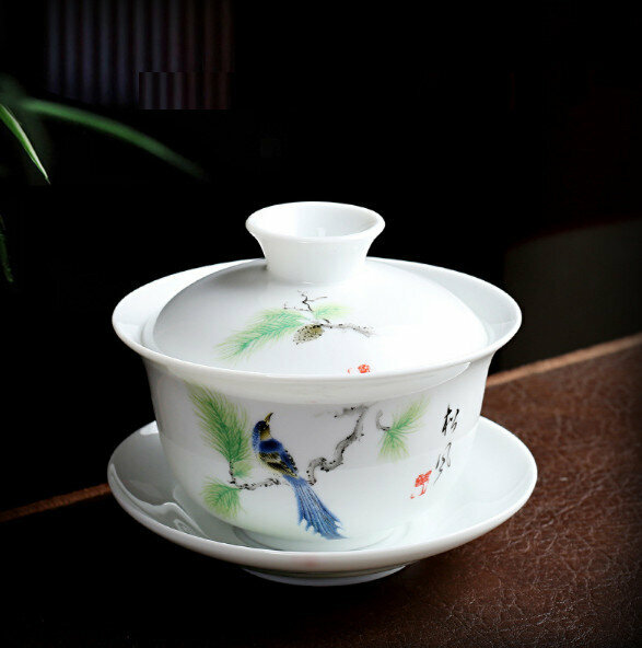 Popular household white porcelain medium tureen single tea cup (Matsukaze)