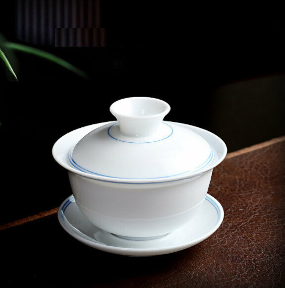 Popular household ceramic small tureen tea bowl (blue line)
