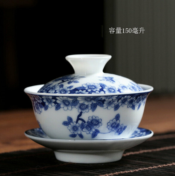 Popular large ceramic tureen tea cup (Dielianhua) [size: length 7.7cm*height 9.8cm, capacity 150ml]