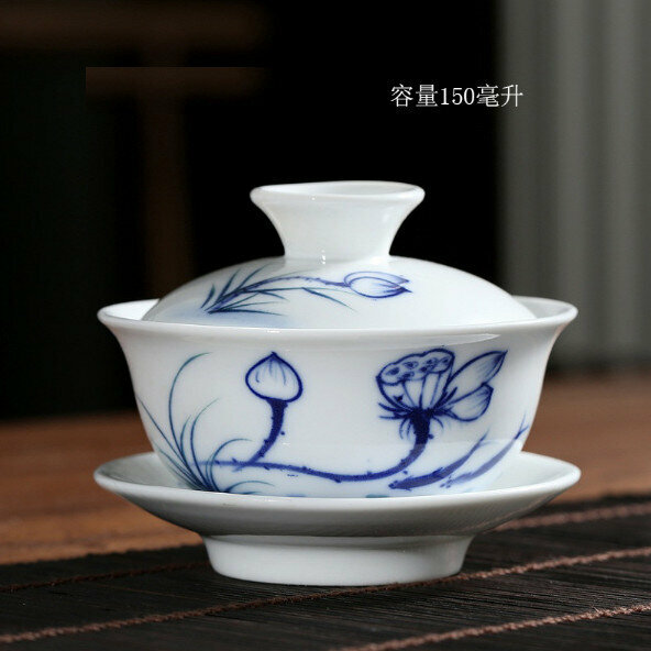 Popular large ceramic tureen tea cup (lotus folded) [size: length 8.6cm*height 9.8cm, capacity 150ml]