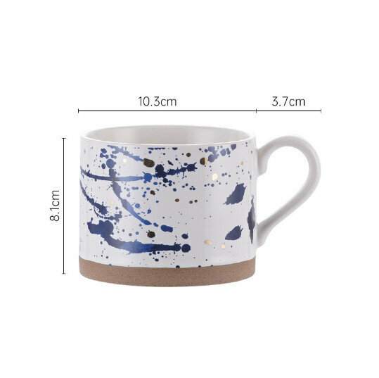 爆款手繪馬克杯陶瓷杯子【潑墨+金】（容量≈450ml）