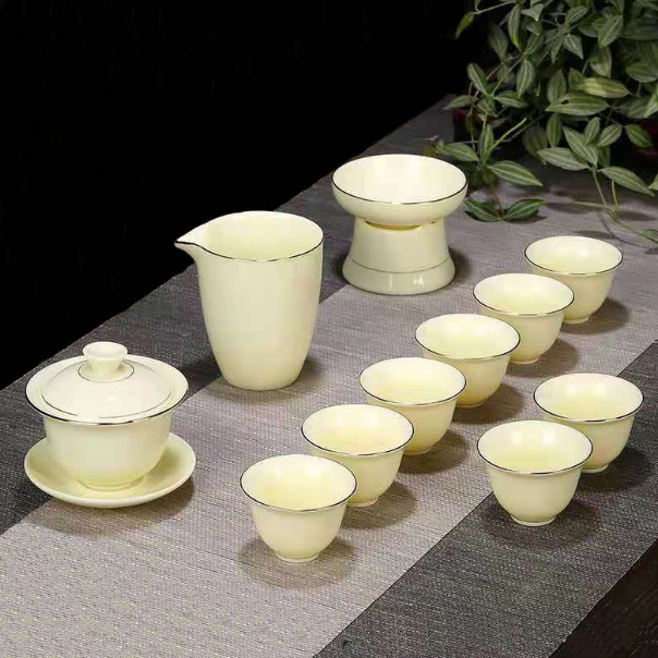 爆款功夫茶具套裝(寶石黃描金鈴鐺杯)