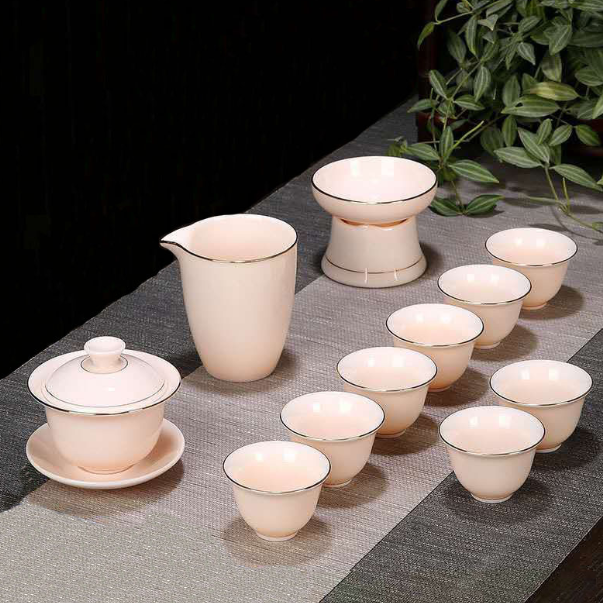 爆款功夫茶具套裝(寶石粉描金鈴鐺杯)