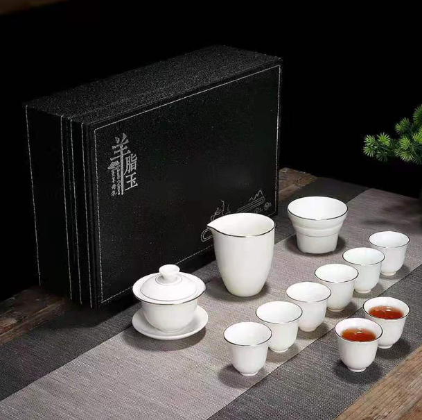 爆款功夫茶具套裝(羊脂玉描金高杯禮盒裝)