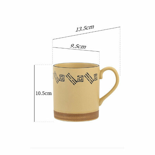 新款手繪馬克杯水杯【黃色】（容量500ml）