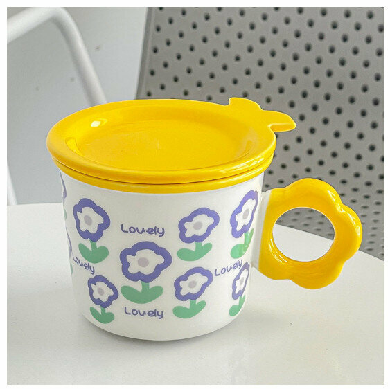 新款陶瓷水杯【201-300ml】【黃色】 