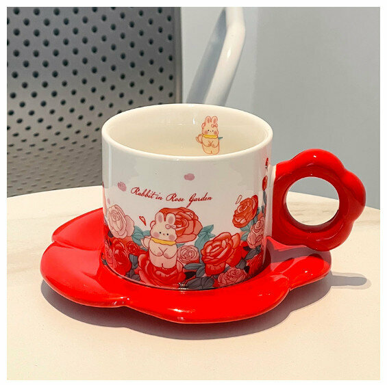 新款陶瓷水杯【201-300ml】【D款杯碟套裝】 