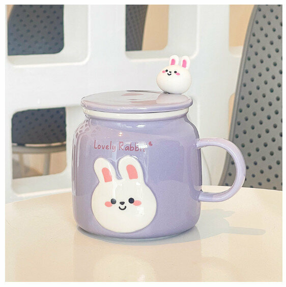 新款陶瓷水杯【401-500ml】【紫色】 