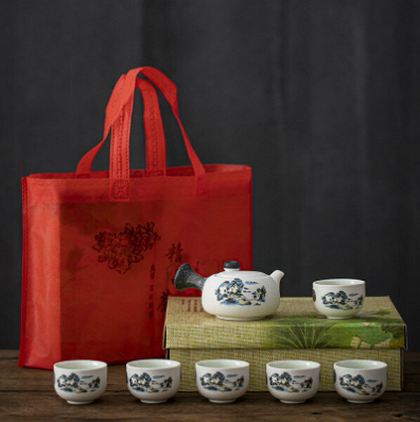 新款雪花釉茶具套裝【雪花釉茶具1壺6杯-山水】