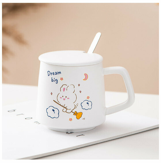 新款陶瓷水杯【301-400ml】【兔子B款】 