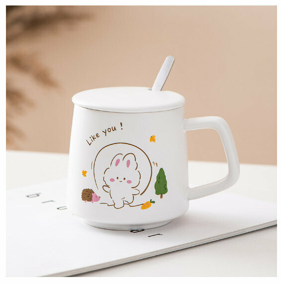 新款陶瓷水杯【301-400ml】【兔子D款】 