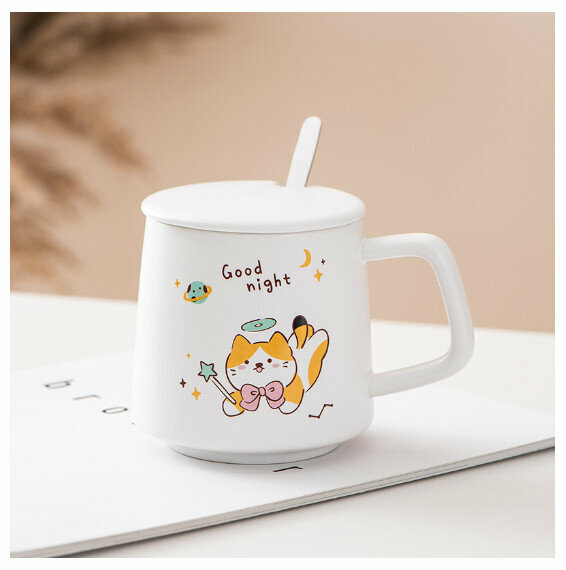新款陶瓷水杯【301-400ml】【狗狗B款】 