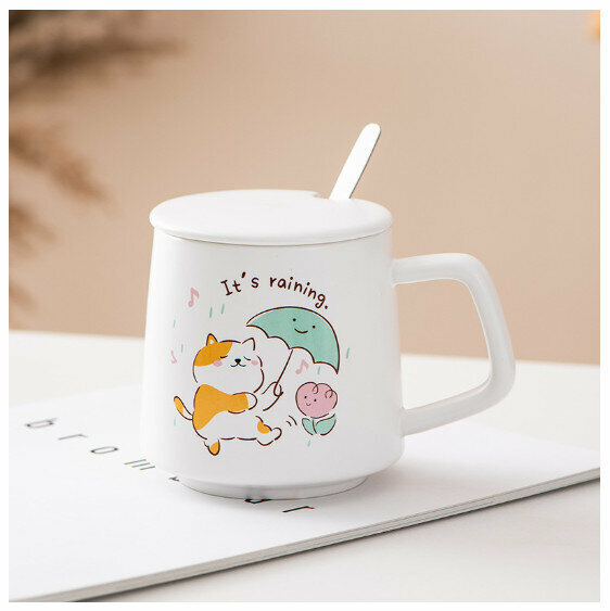 新款陶瓷水杯【301-400ml】【狗狗C款】 