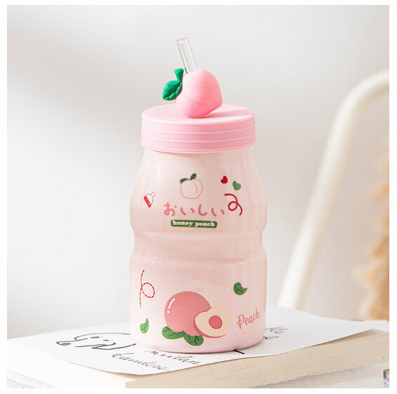 新款陶瓷水杯【401-500ml】【水蜜桃】 