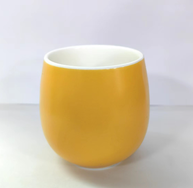 熱賣創意小鼓杯 色釉陶瓷杯（啞光-深黃色）