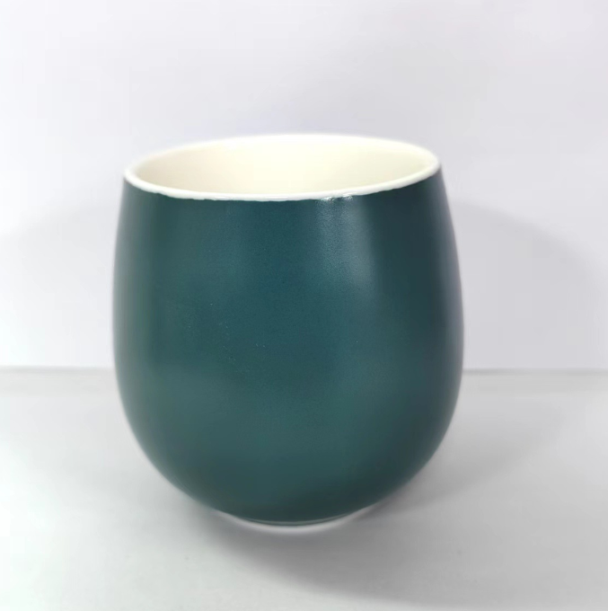 熱賣創意小鼓杯 色釉陶瓷杯（啞光-墨綠色）