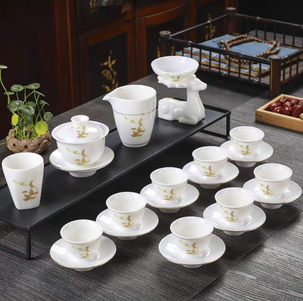 熱賣功夫茶具(羊脂玉玉蘭花21頭禮盒裝)