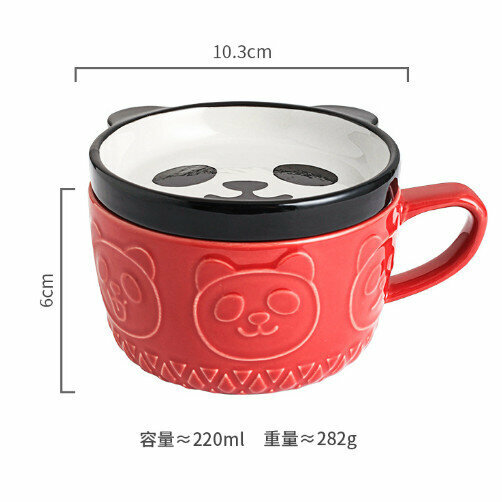 熱賣陶瓷馬克杯水杯（日式動物蓋杯-熊貓 220ml）