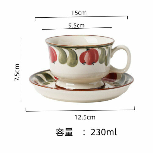 熱賣陶瓷馬克杯水杯（TZ-303手彩西梅餐具-杯碟 210-300ml）