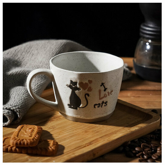 熱賣咖啡馬克杯陶瓷杯【小貓咖啡杯-單杯】(容量301-400ml)