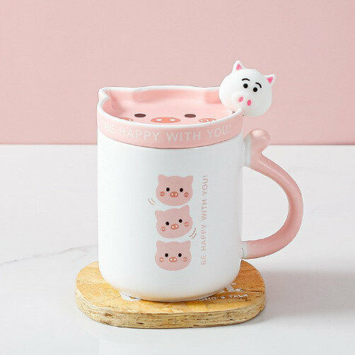 Hot Selling Ceramic Mug Water Cup (2204-White 3 Pigs 380ml)