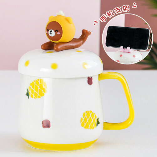 Hot Selling Ceramic Mug Water Cup (Fruit Phone Holder Cup-Pineapple 400ml)