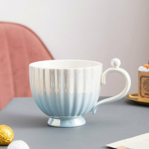 Hot selling ceramic water cup (3286-blue 490ml)