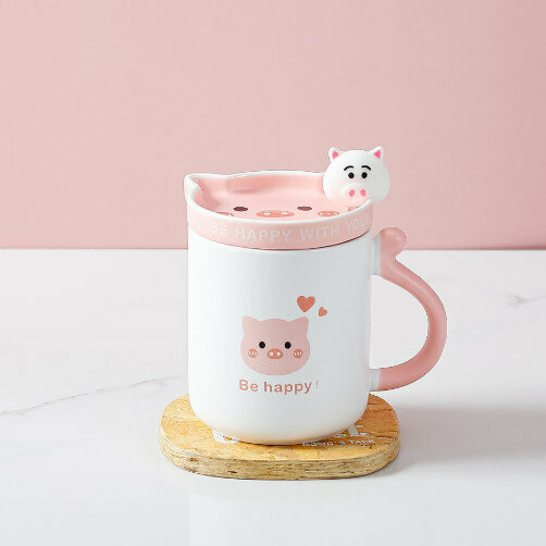 Hot Selling Ceramic Mug Water Cup (2204-White 1 Pig 380ml)