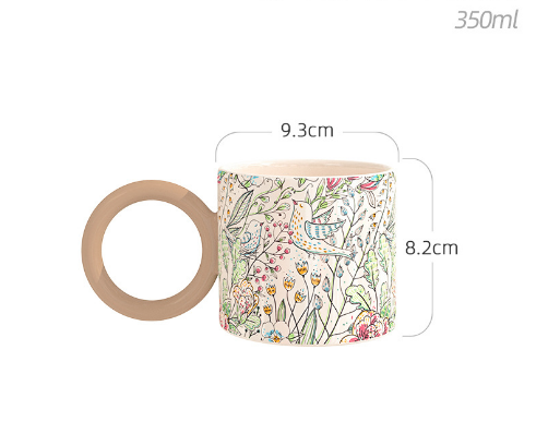 Hot Selling Ceramic Mug Big Ear Cup (Specification: Freesia [350ML] )