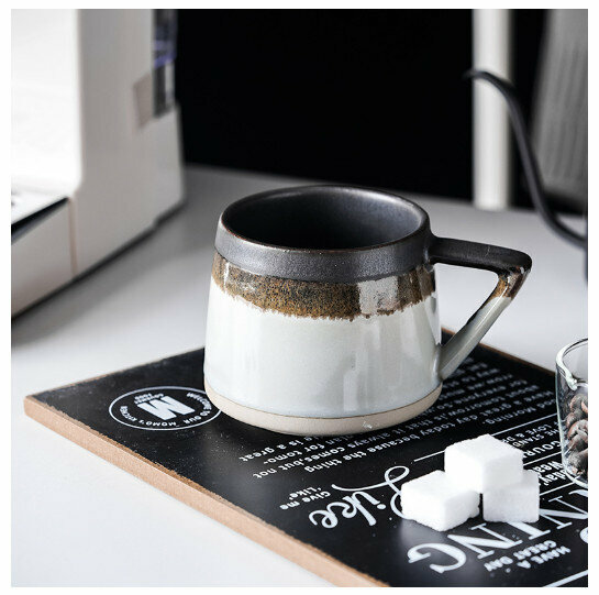 Hot selling stoneware ceramic cup mug [short gray spliced ​​cup] (capacity 401-500ml)