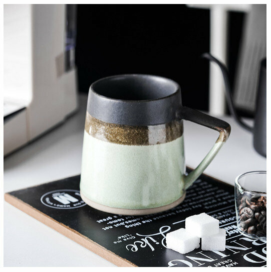 Hot selling stoneware ceramic cup mug [tall green spliced ​​cup] (capacity 401-500ml)