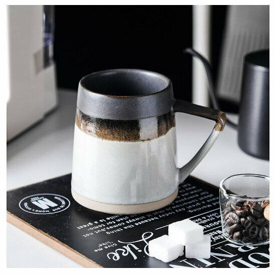 Hot selling stoneware ceramic cup mug [tall gray spliced ​​cup] (capacity 401-500ml)