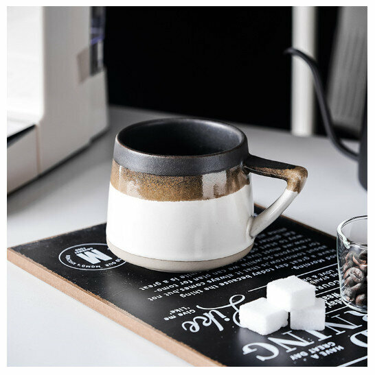 Hot selling stoneware ceramic cup mug [short off-white spliced ​​cup] (capacity 401-500ml)