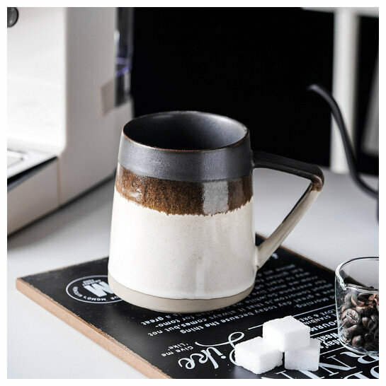 Hot selling stoneware ceramic cup mug [tall off-white spliced ​​cup] (capacity 401-500ml)