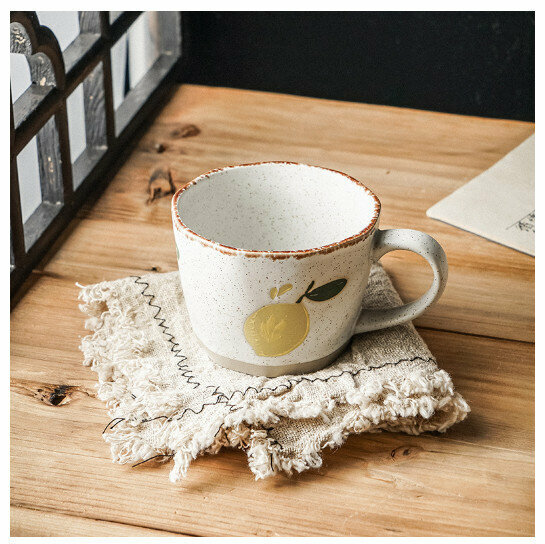 Hot selling hand-painted mug stoneware coffee cup [lemon coffee cup-single cup] (capacity 301-400ml)