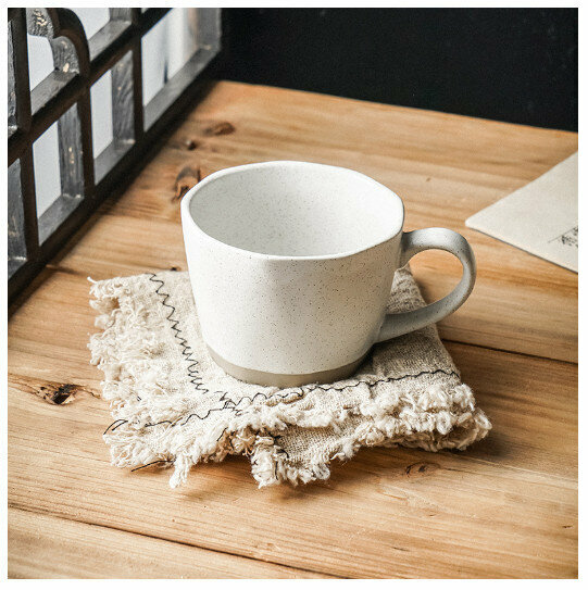 Hot selling hand-painted mug stoneware coffee cup [pure white clay coffee cup - single cup] (capacity 301-400ml)