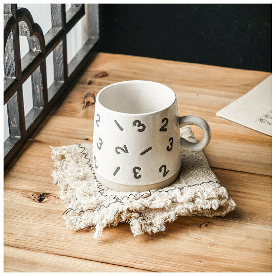 Hot selling hand-painted mug stoneware coffee cup [digital round coffee cup-single cup] (capacity 301-400ml)