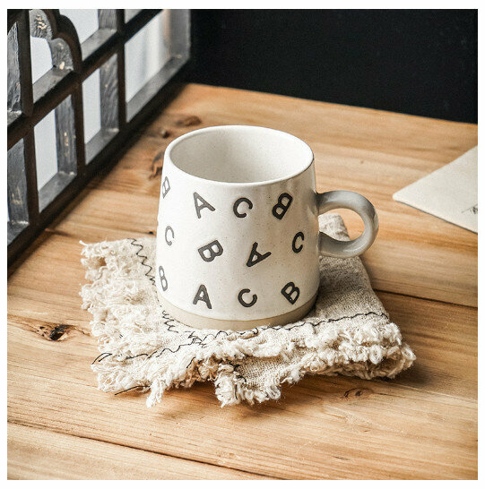 Hot selling hand-painted mug stoneware coffee cup [English round coffee cup-single cup] (capacity 301-400ml)
